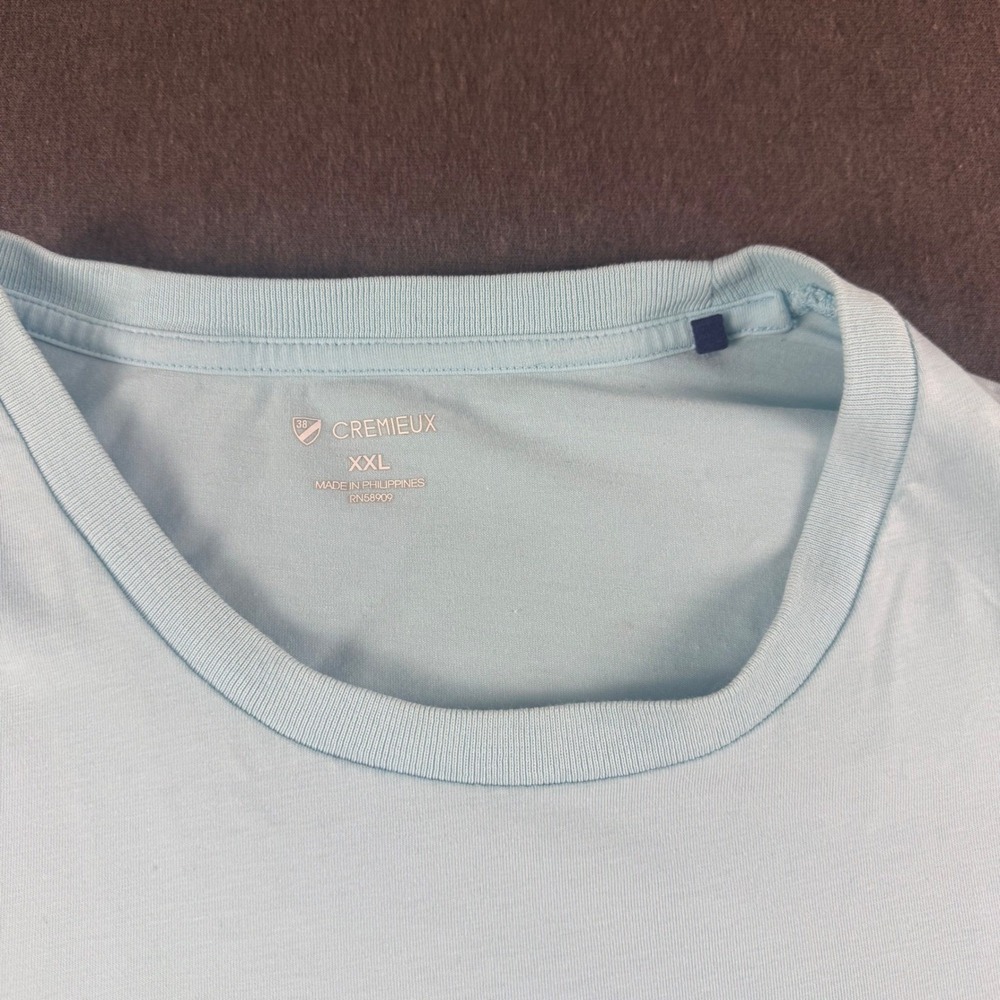 Cremieux Mens XXL Light Blue Short Sleeve Crew Neck T-Shirt Embroidered 1754